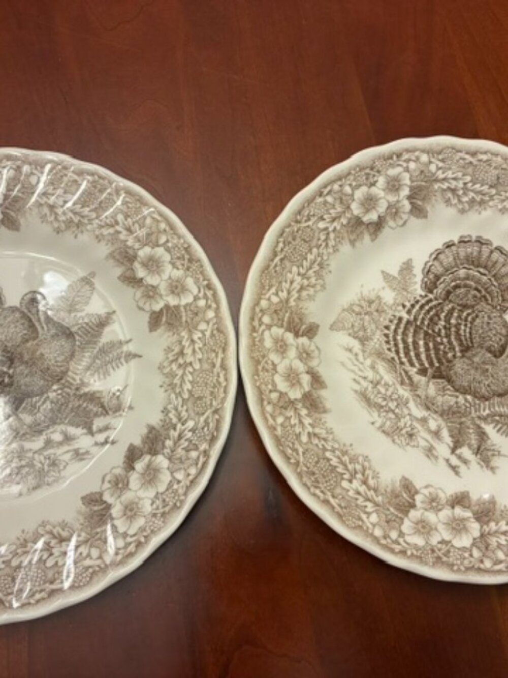 Set of two (2) Queens Myott Factory Thanksgiving 8” Salad Bread Dessert Plates